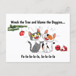 Fa-la-la-la-la, la-la-la-la Cats Postcard