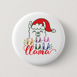 Fa la la la la Llama Christmas   Pin Button
