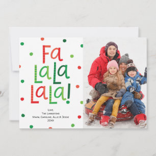 Fa La La La La Red et Green Carte photo de vacance