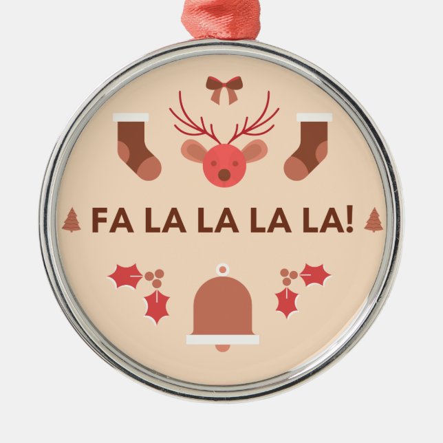 Fa La La La La Red Reindeer Ceramic Ornament (Front)