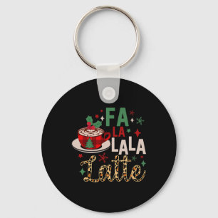 Fa La La La Latte Funny Christmas Coffee Lovers Keychain