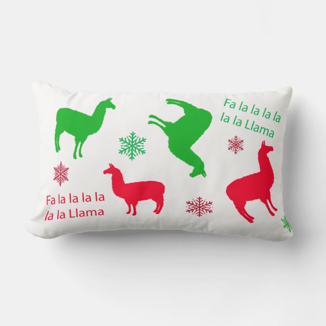 Fa la la la LLama Christmas Holidays Festive Lumbar Pillow (Front)