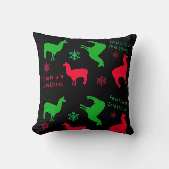 Fa la la la LLama Christmas Holidays Festive Throw Pillow (Front)