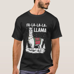 Fa La La La Llama Christmas Lights and Festive Bla T-Shirt