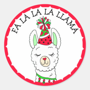 Fa la la la LLama Funny Christmas Classic Round Sticker