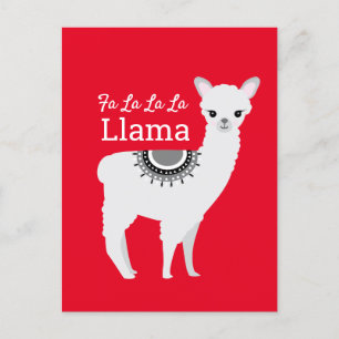 Fa la la la Llama Funny Red Funny Christmas Holiday Postcard