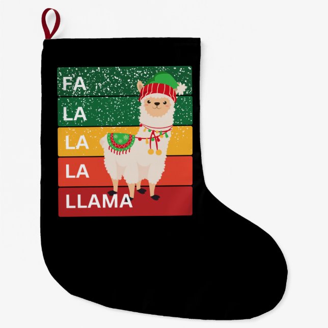 FA LA LA LA LLAMA LARGE CHRISTMAS STOCKING (Front)