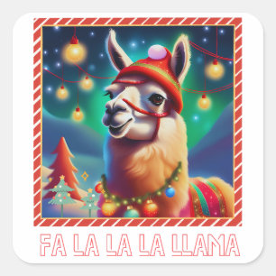 Fa La La La LLama Square Sticker