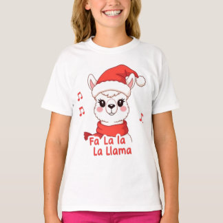 Fa La La La Llama White Deer Christmas T-Shirt
