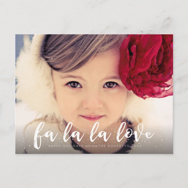 Fa La La La Love Christmas Photo Greeting Postcard (Front)