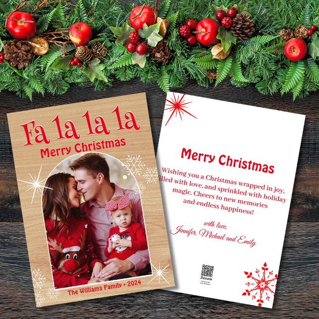fa la la la, merry christmas arch photo farmhouse  holiday card (Creator Uploaded)