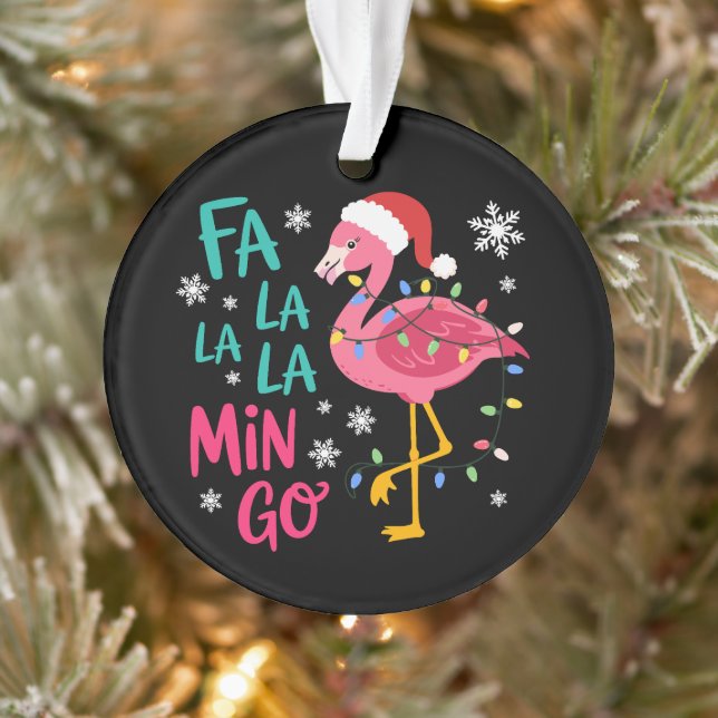 Fa La La La Mingo Christmas Flamingo Pink Lover Ornament (Tree)