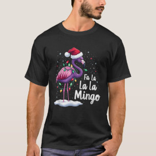 Fa La La La Mingo Flamingo Christmas Light Snow Me T-Shirt