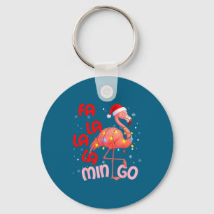Fa La La La Mingo Flamingo Christmas Men Women Kid Keychain