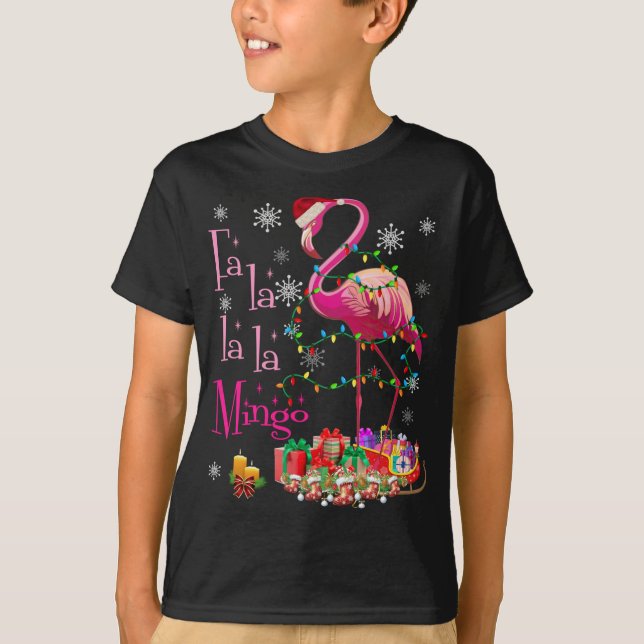 Fa La La La mingo Flamingo for Christmas Xmas T-Shirt (Front)