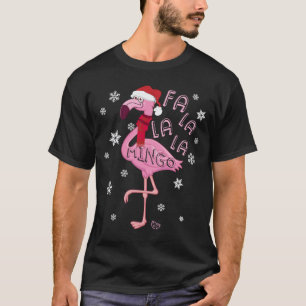 Fa La La La Mingo Funny Pink Flamingo in Santa Hat T-Shirt