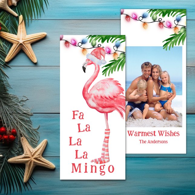 Fa La La La Mingo Photo Flamant rose Carte de Noël (Fa La La La Mingo Photo Flamingo Christmas Card)