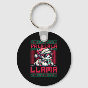 Fa La La La Party Llama Funny Christmas Ugly Sweat Keychain