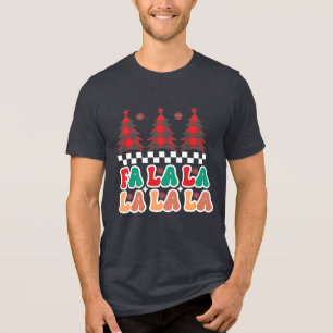 Fa la la la Retro Groovy Christmas Holidays Tri-Blend Shirt