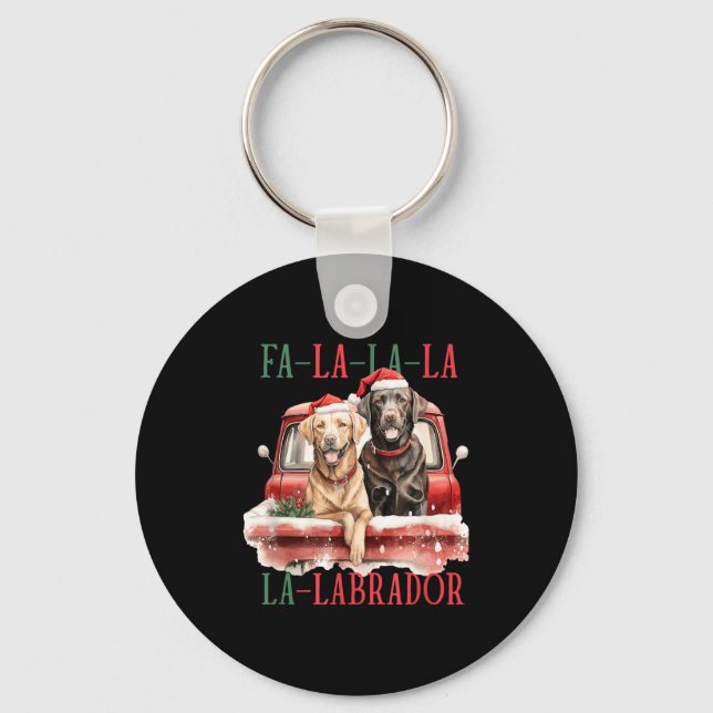 Fa La La Labrador Funny Christmas  Keychain (Front)