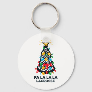 Fa La La Lacrosse Player Christmas Tree Lights Xma Keychain