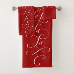 Fa la la lala - Christmas Lettering - Deck the Hal Bath Towel Set