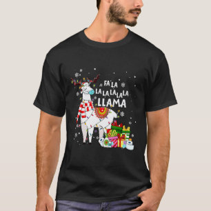 Fa La La Llama Christmas 2020 Llama Face Mask Paja T-Shirt