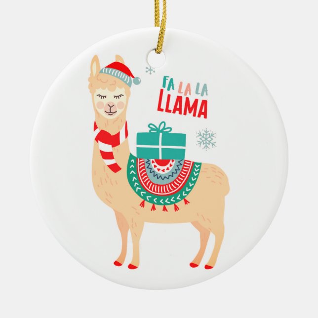 Fa La La Llama | Christmas Ceramic Ornament (Front)