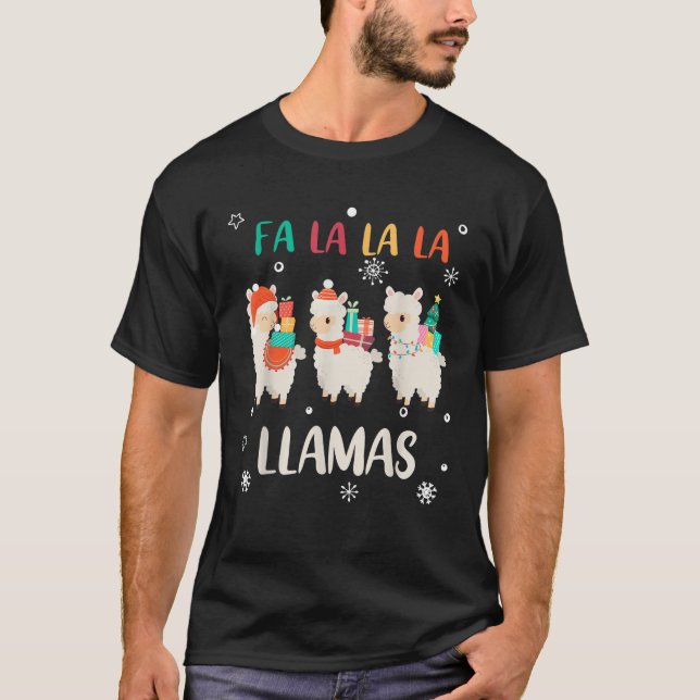 Fa La La Llama Christmas Gift Alpaca Lover Xmas Ho T-Shirt (Front)