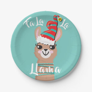 fa la la llama Christmas Holiday paper plates