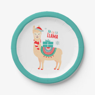Fa La La Llama Christmas Paper Plate
