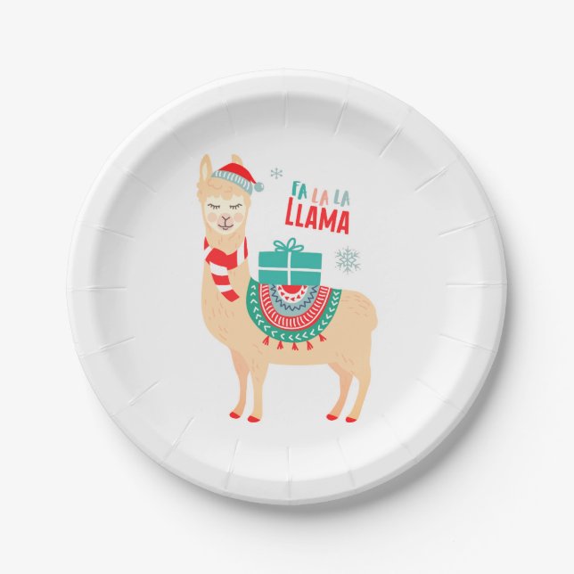 Fa La La Llama | Christmas Paper Plate (Front)