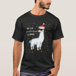 Fa La La Llama Christmas  Santa Hat Alpaca   Premi T-Shirt