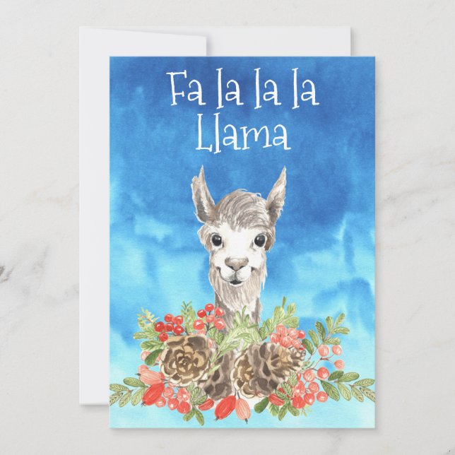 Fa La La Llama Cute  Christmas Holiday Card (Front)