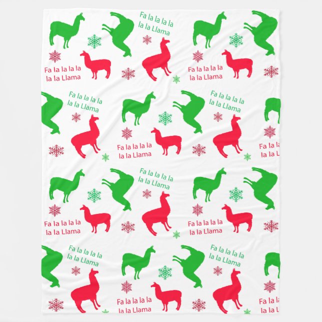 Fa la la Llama Funny Holidays Festive Christmas Fleece Blanket (Front)
