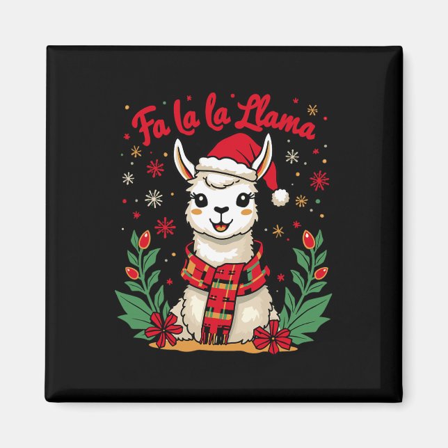 Fa La La Llama Funny Llama Christmas Alpaca Animal Magnet (Front)