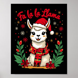 Fa La La Llama Funny Llama Christmas Alpaca Animal Poster