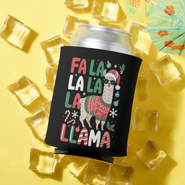 Fa La La Llama Funny Llama Christmas Animal Lover  Can Cooler (In Situ Summer)