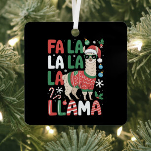 Fa La La Llama Funny Llama Christmas Animal Lover  Metal Ornament