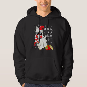 Fa La La Llama Santa Hat Ugly Christmas Women Men Hoodie