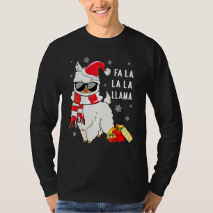Fa La La Llama Santa Hat Ugly Christmas Women Men  T-Shirt
