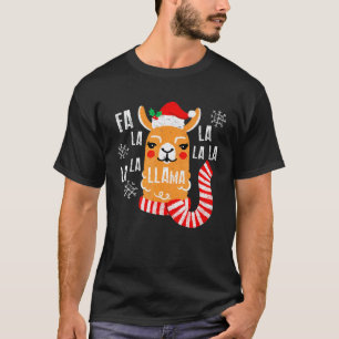 Fa La La Llama Singing Christmas Snow Santa Hat Sc T-Shirt