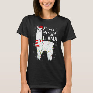 Fa La La Llama Xmas Lights Santa Hat Llama Chris T-Shirt