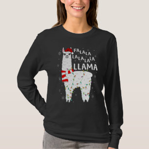 Fa La La Llama Xmas Lights Santa Hat Llama Christm T-Shirt