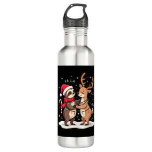 Fa La La Llama Xmas Lights Sloth Riding Llama Chri 710 Ml Water Bottle