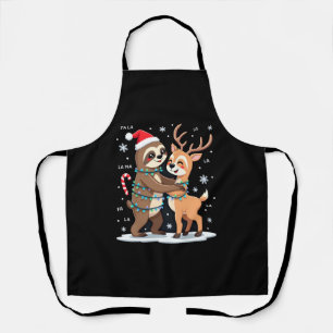 Fa La La Llama Xmas Lights Sloth Riding Llama Chri Apron
