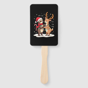 Fa La La Llama Xmas Lights Sloth Riding Llama Chri Hand Fan