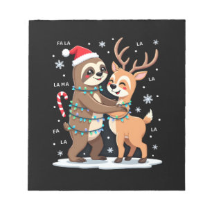 Fa La La Llama Xmas Lights Sloth Riding Llama Chri Notepad