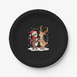 Fa La La Llama Xmas Lights Sloth Riding Llama Chri Paper Plate