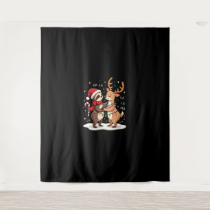 Fa La La Llama Xmas Lights Sloth Riding Llama Chri Tapestry